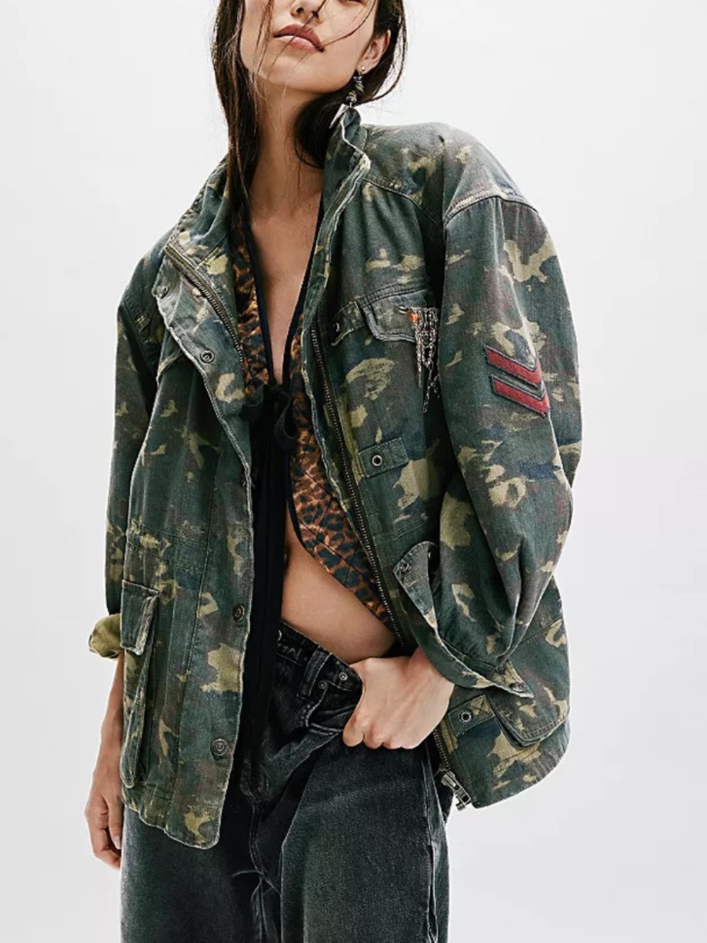NWT We The Free Arya Utility Camo Print Jacket/ Snall